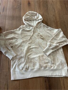 aerie Cream Paisley-Pattern Crewneck Hoodie